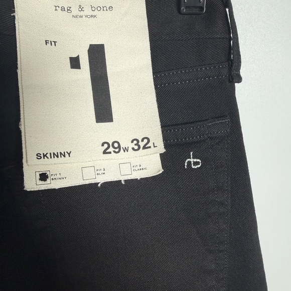 Rag & Bone Men’s Fit 1 Stretch Skinny Jeans Black 29x32 NWT - Picture 9 of 10